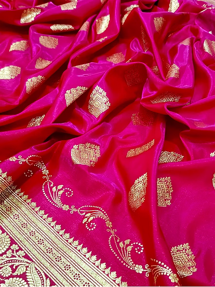 Elegant Rani Nylon Satin Silk Banarasi Saree by Aanchal Fabric-4