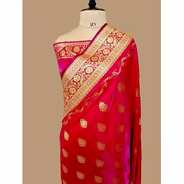 elegant rani nylon satin silk banarasi saree by aanchal fabric