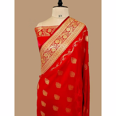 aanchal elegant red nylon satin silk banarasi saree - a timeless tradition