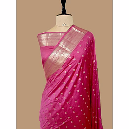 aanchal gajri pure chiniya silk banarasi buti saree with silver zari work