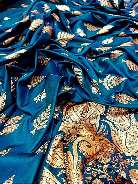 Exquisite Navy Blue Katan Silk Banarasi Saree - A Timeless Beauty-4