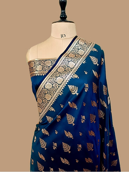 Exquisite Navy Blue Katan Silk Banarasi Saree - A Timeless Beauty-AF-0041-KT-NBL