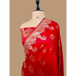 aanchal red katan silk banarasi saree - traditional elegance and grace