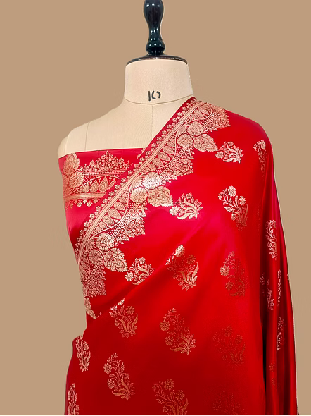 Red Katan Silk Banarasi Saree - Traditional Elegance and Grace-AF-0043-KT-RD