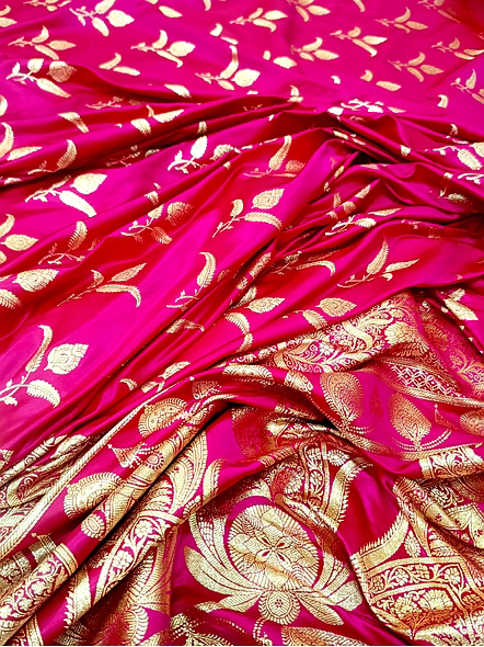 Rani Katan Silk Banarasi Saree - Elegant Traditional Wear-4