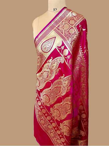 Rani Katan Silk Banarasi Saree - Elegant Traditional Wear-3
