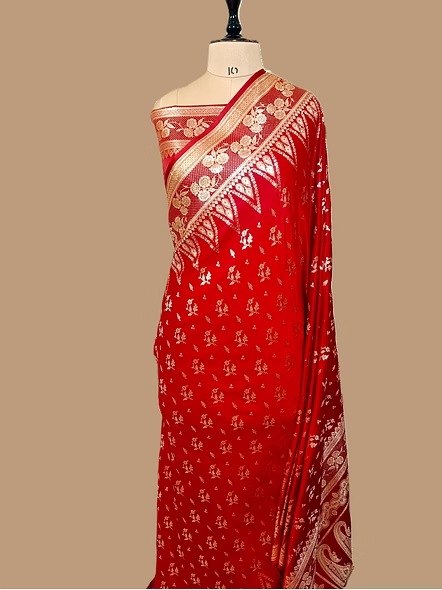Red Katan Silk Banarasi Saree - Exquisite Traditional Elegance