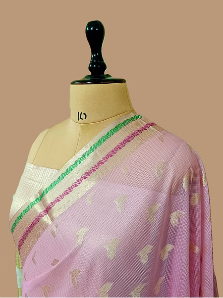 Exquisite Pink Kota Silk Banarasi Saree | Traditional Indian Attire-2