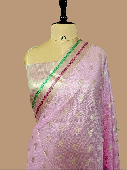 Exquisite Pink Kota Silk Banarasi Saree | Traditional Indian Attire