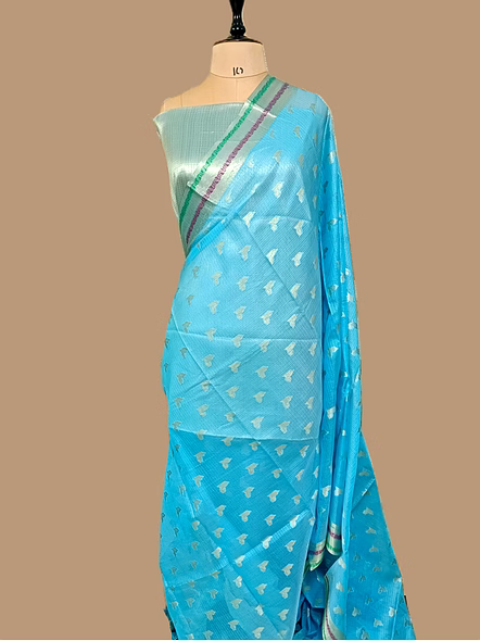 Exquisite Firozi Kota Silk Banarasi Saree with Intricate Details