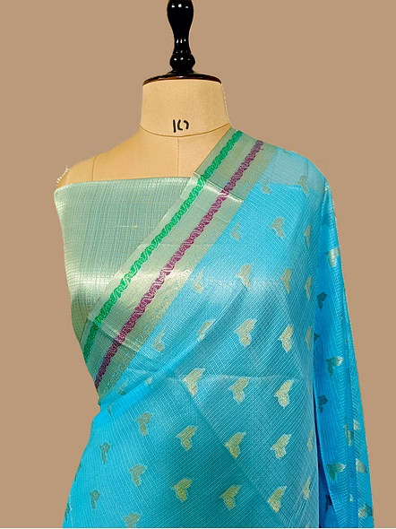 Exquisite Firozi Kota Silk Banarasi Saree with Intricate Details