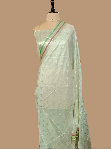 Elegant White Kota Silk Banarasi Saree - Traditional Indian Attire