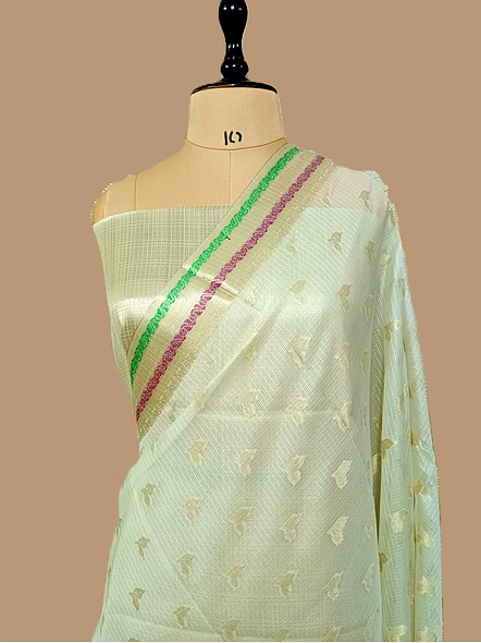 Elegant White Kota Silk Banarasi Saree - Traditional Indian Attire