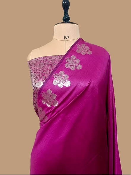 Magenta Plain Cotton Silk Banarasi Saree - Traditional Elegance Redefined-AF-0051-COT-MT