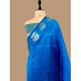 aanchal peacock plain cotton silk banarasi saree - elegant traditional attire