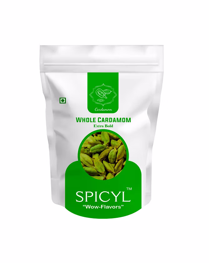 Spicyl Cardamom 7.5 mm to 8.0 mm Sizes, 2nd Quality Grade, Indian Green Cardamom, Whole Cardamom, Green Elaichi (Pack of 1)-75100