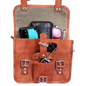Women Leather Crossbody Shoulder Vintage Brown"9 * 7 inch"Handbag