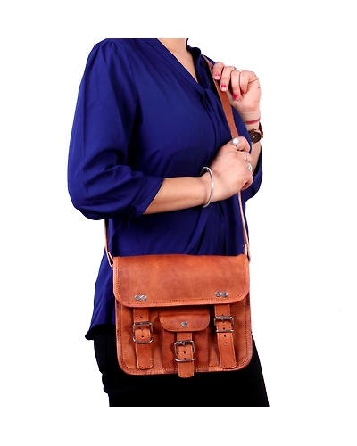 Women Leather Crossbody Shoulder Vintage Brown&quot;9 * 7 inch&quot;Handbag-3