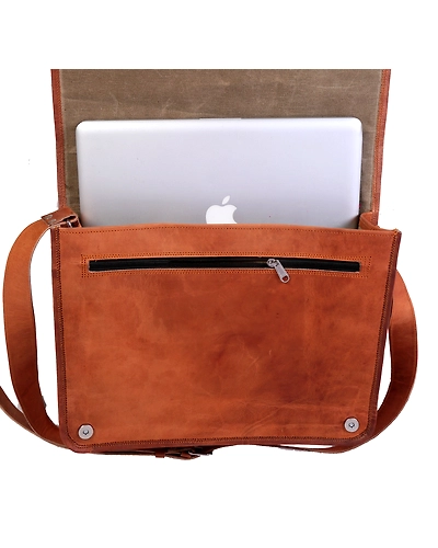 Leather&quot;15 Inch&quot; Vintage Full Flap Large Crossbody Laptop Messenger Bag-4