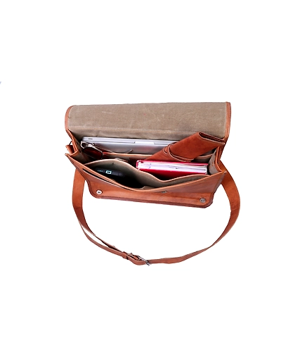 Leather&quot;15 Inch&quot; Vintage Full Flap Large Crossbody Laptop Messenger Bag-3