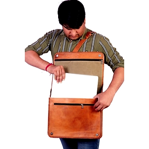 Leather"15 Inch" Vintage Full Flap Large Crossbody Laptop Messenger Bag