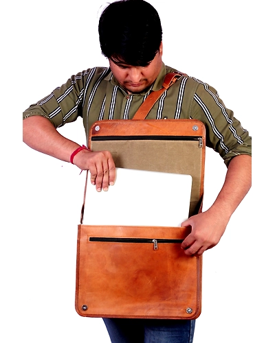 Leather&quot;15 Inch&quot; Vintage Full Flap Large Crossbody Laptop Messenger Bag-1