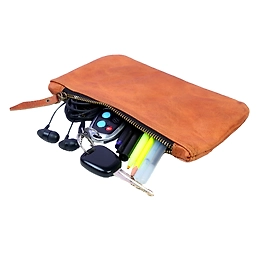 Leather Pen pencil case for school college and office , for students men women,vintage brown