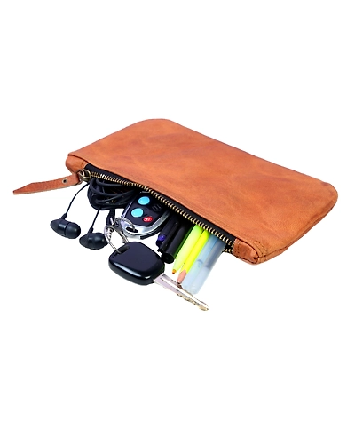 Leather Pen pencil case for school college and office , for students men women,vintage brown-11375846