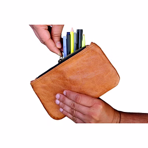 Leather Pen pencil case for school college and office , for students men women,vintage brown