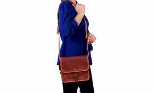 Women Leather Crossbody Shoulder Vintage Brown"9 * 7 inch" Handbag