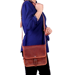 Women Leather Crossbody Shoulder Vintage Brown"9 * 7 inch" Handbag
