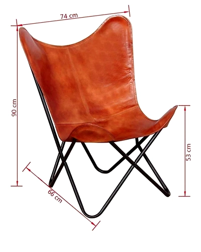 Leather Living Room Chairs-Butterfly Chair Brown Leather Butterfly Chair-Handmade with Powder Coated Folding Iron Frame (Cover with Folding Frame) (Black Frame)-2