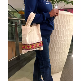sakhiyaan phulkari lace cotton tote bag | 10x12” | elegant short-handle carryall