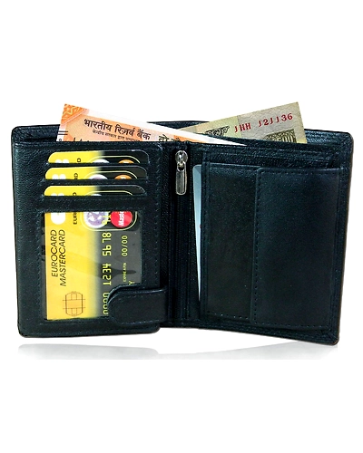 TATSAM Leather Wallet for Men, Mens Wallet, Wallets for Men, Formal, RFID Protected, Strong Long Lasting Double Stitching Outer WN1 (Black)-1