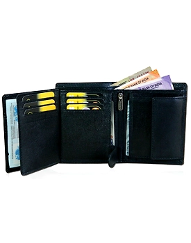 TATSAM Leather Wallet for Men, Mens Wallet, Wallets for Men, Formal, RFID Protected, Strong Long Lasting Double Stitching Outer WN1 (Black)