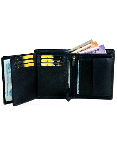 TATSAM Leather Wallet for Men, Mens Wallet, Wallets for Men, Formal, RFID Protected, Strong Long Lasting Double Stitching Outer WN1 (Black)-5