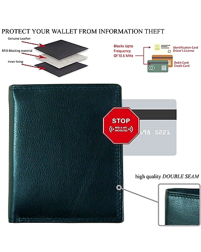TATSAM Leather Wallet for Men, Mens Wallet, Wallets for Men, Formal, RFID Protected, Strong Long Lasting Double Stitching Outer WN1 (Black)-7