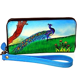 TATSAM Leather Wallet for Women, Hand purse for women, Ladies Purse, detachable wrist strap for Indoor & Outdoor Hand Painted (FPP)