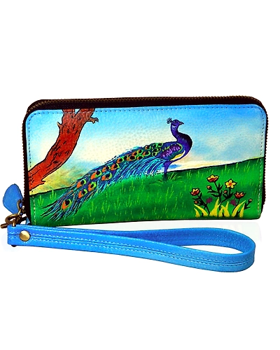 TATSAM Leather Wallet for Women, Hand purse for women, Ladies Purse, detachable wrist strap for Indoor &amp; Outdoor Hand Painted (FPP)-11900886