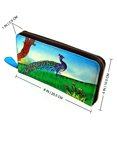 TATSAM Leather Wallet for Women, Hand purse for women, Ladies Purse, detachable wrist strap for Indoor &amp; Outdoor Hand Painted (FPP)-4