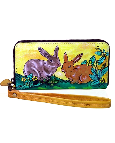 TATSAM Leather Wallet for Women, Hand purse for women, Ladies Purse, detachable wrist strap for Indoor &amp; Outdoor Hand Painted (VSR)-11900894