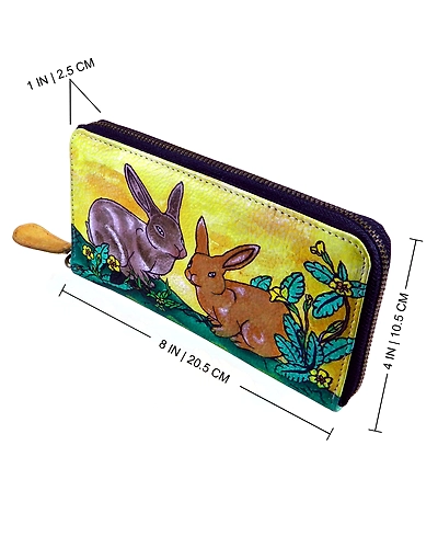TATSAM Leather Wallet for Women, Hand purse for women, Ladies Purse, detachable wrist strap for Indoor &amp; Outdoor Hand Painted (VSR)-4