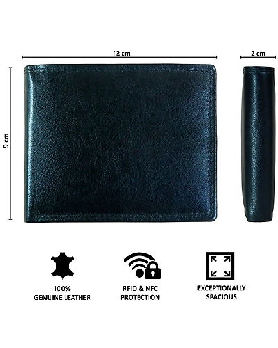 Luxury Leather Wallet for Men | Branded RFID Blocking Wallet-Black-5