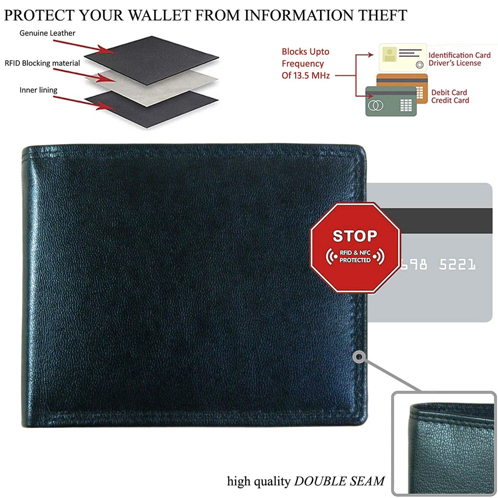 TATSAM Leather Wallet for Men, Mens Wallet, Wallets for Men, Strong Long Lasting Double Stitching Outer, RFID-Protected &amp; Slim W9 (Black)-6