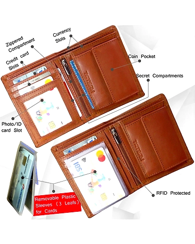 Close-up detail of the men's leather wallet highlighting the double stitching, high-quality leather