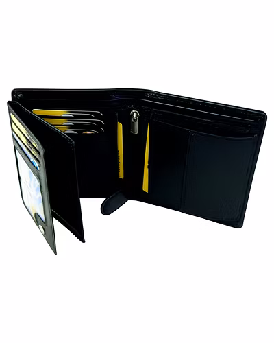 Interior layout of leather wallet for men with RFID blocking features