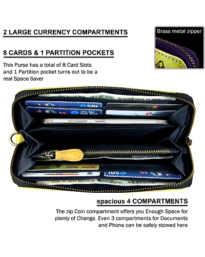 Hand-Painted Leather Ladies Wallet with Detachable Wrist Strap – Elegant Purses for Women-VSR-5