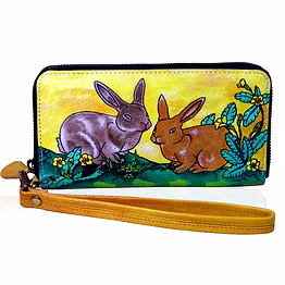 tatsam hand-painted leather ladies wallet with detachable wrist strap – elegant purses for women