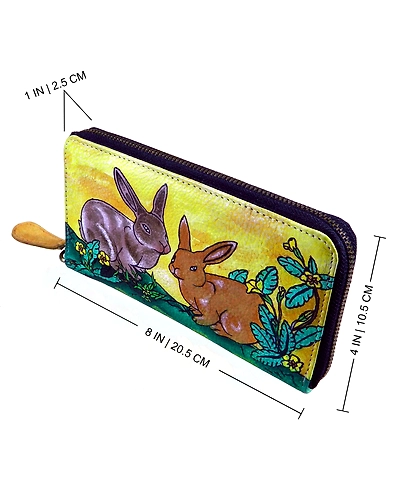 Hand-Painted Leather Ladies Wallet with Detachable Wrist Strap – Elegant Purses for Women-VSR-3