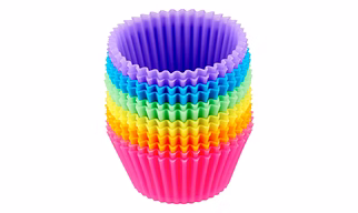 Reusable and Non-Stick Silicone Baking Cups/Cupcake Liners/Muffins Cup/Jelly Molds in Storage Container (Multicolor)